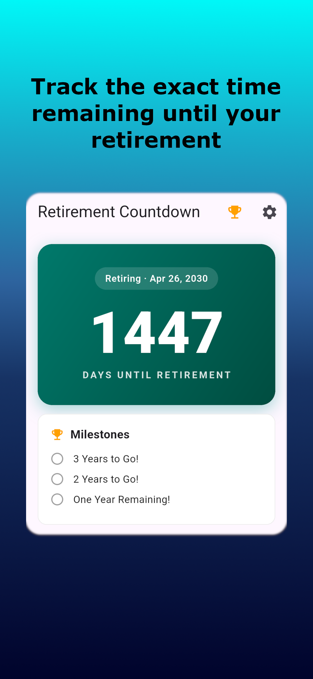 Retirement Counter app screenshot 1 of 10