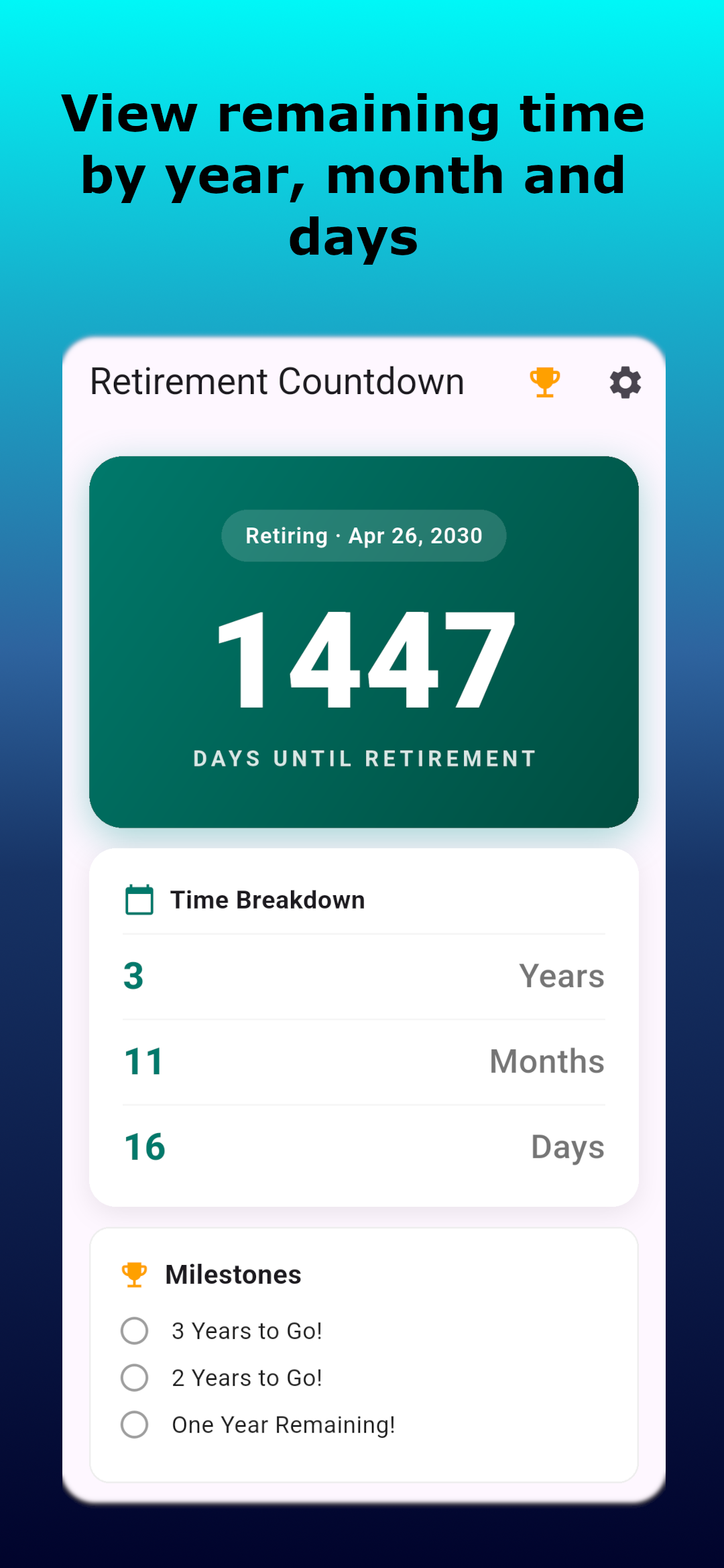 Retirement Counter app screenshot 2 of 10